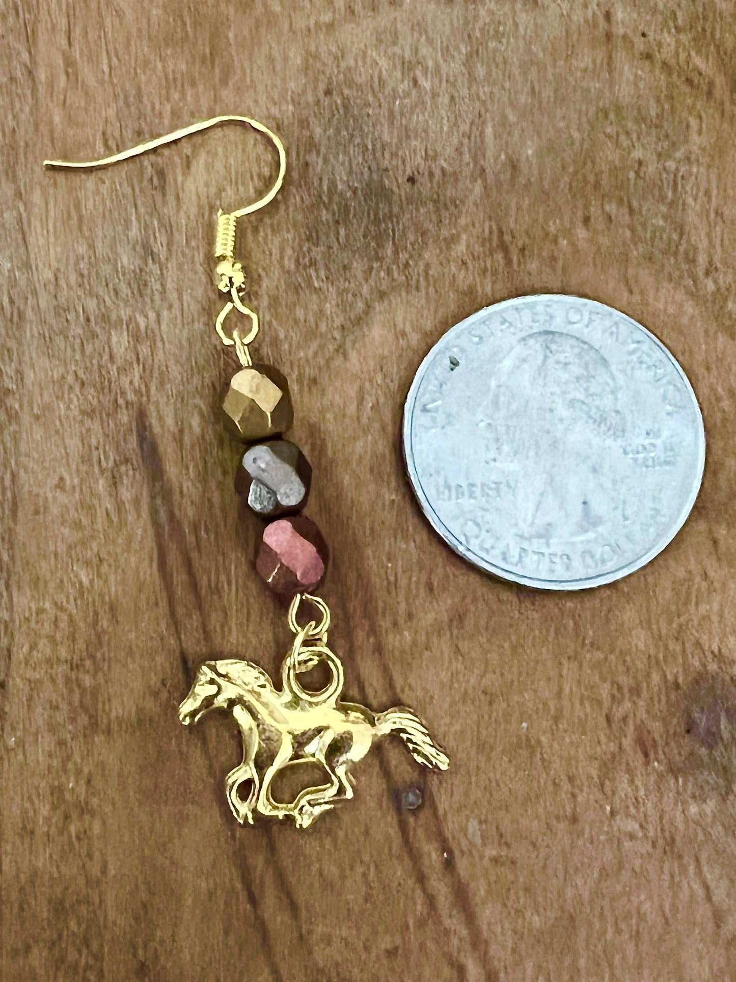 Gold Running Horse Earrings