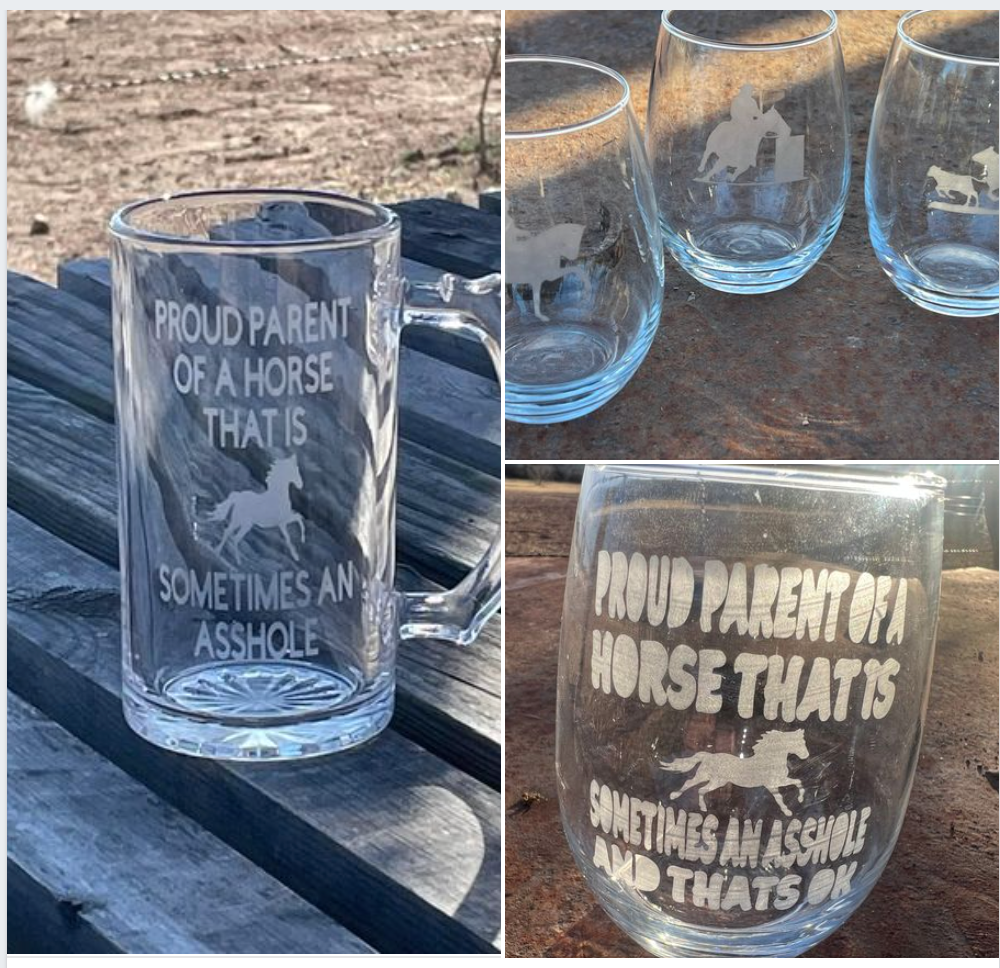 "Proud Parent A** Horse" DIY Etched Glass Mug